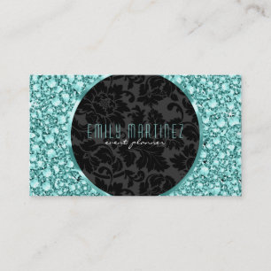 Eleganter Green Tint Diamonds Pattern Glitzer Visitenkarte