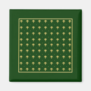 Eleganter Green und Gold Damask Magnet