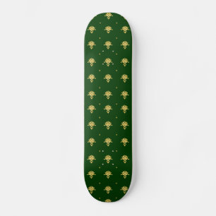 Eleganter Green und Gold Damask Skateboard