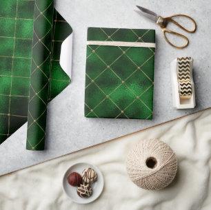Eleganter Green und Gold Diamonds St Patrick's Day Geschenkpapier