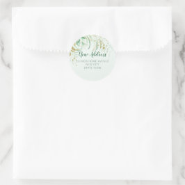 Eleganter Green und Gold Foliage New Address Stick Runder Aufkleber