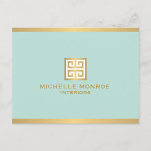 Eleganter griechischer Gold-Key auf Minze-Postkart Postkarte