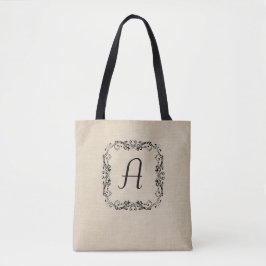 Eleganter Großer Leinwand Monogram Tote Bag