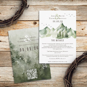 Eleganter, grüner Berglandschaft QR-Code Begleitkarte