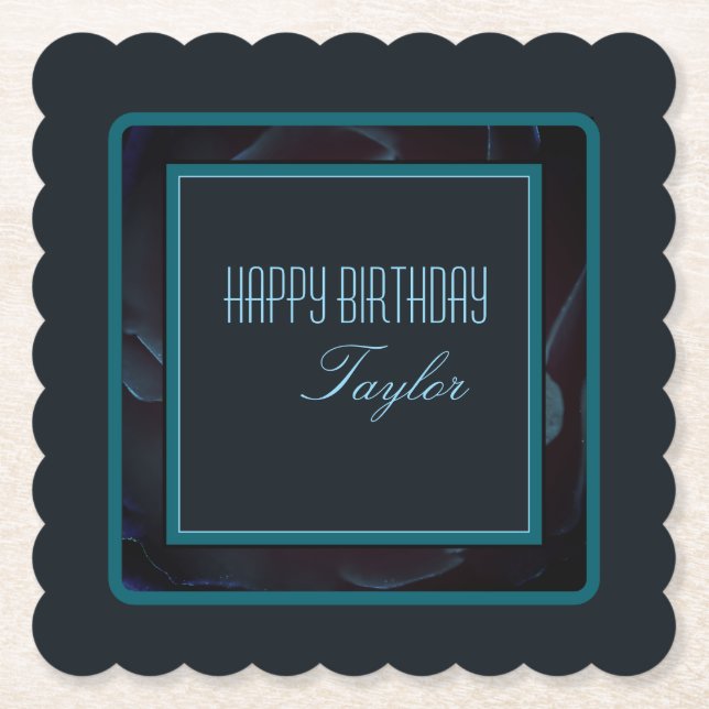 Eleganter Grüner Blumendesign Akzent Untersetzer (Vorderseite)