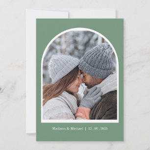 Eleganter grüner botanischer Kranz Hochzeit Save The Date