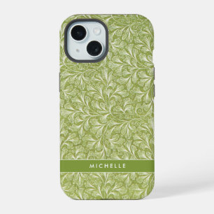 Eleganter grüner botanischer Name nach Maß iPhone 15 Hülle