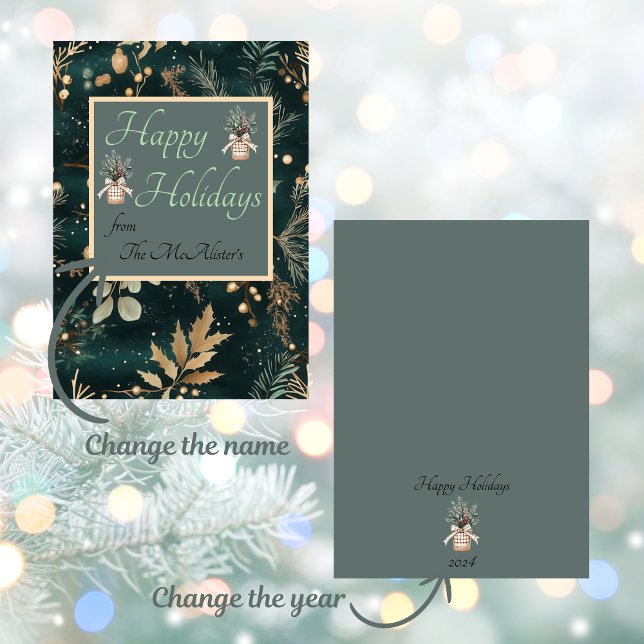 Eleganter grüner botanischer Weihnachtsfeiertag Einladung (Send your Christmas cards with elegance with our Elegant Green Botanical Christmas Card)