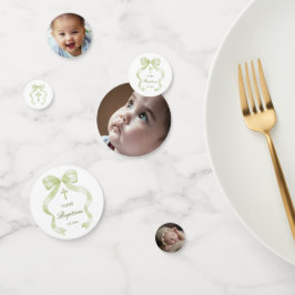 Eleganter Grüner Bow-Tauftisch Konfetti