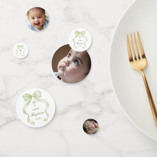 Eleganter Grüner Bow-Tauftisch Konfetti (Gruppe)