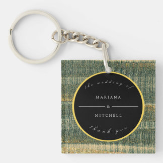 Eleganter grüner Brush mit Gold und schwarz, rund Schlüsselanhänger