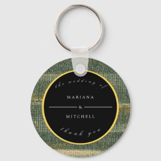 Eleganter grüner Brush mit Gold und schwarz, rund Schlüsselanhänger