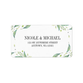 Eleganter, grüner Foliage Leaf Kranz Adressaufkleber