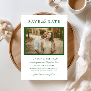 Eleganter grüner Foto Rahmen Hochzeit Save The Date