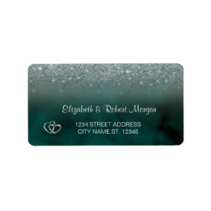 Eleganter grüner Glitter-Bokeh grüne Hochzeit Adressaufkleber