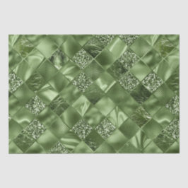 Eleganter grüner Glitzer Diamond Lattice Muster Seidenpapier