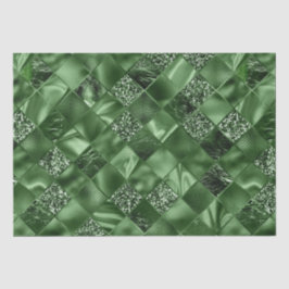Eleganter grüner Glitzer Diamond Lattice Muster Seidenpapier