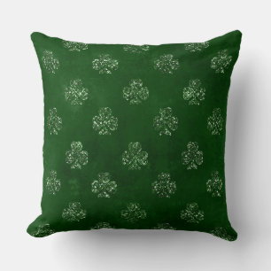 Eleganter grüner Glitzer Irish Kleeblatt Clover Kissen