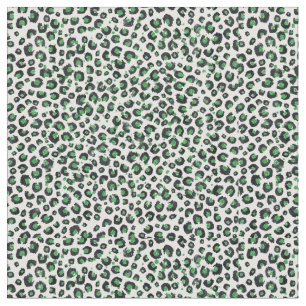 Eleganter grüner Glitzer Schwarzer Leopard-Tierdru Stoff