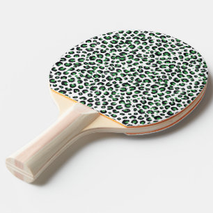 Eleganter grüner Glitzer Schwarzer Leopard-Tierdru Tischtennis Schläger