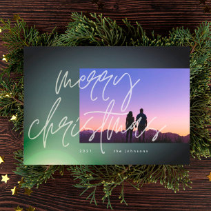 Eleganter grüner Glow Weihnachtsgradient Ombre Feiertagskarte
