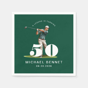 Eleganter grüner Golfer 50. Geburtstag Serviette