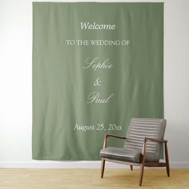 Eleganter grüner Hochzeitsteppich im Salbeigrün Wandteppich (Beispiel)