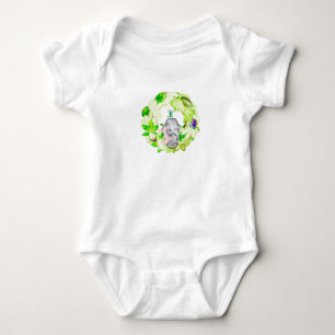 Eleganter grüner Kranz Monogramm Benutzername Elef Baby Strampler