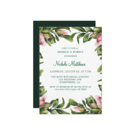 Eleganter grüner Kraut Rosa Bud Brunch & Bubbly Einladung