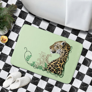 Eleganter grüner Leopard-Botanik-Henna Badematte