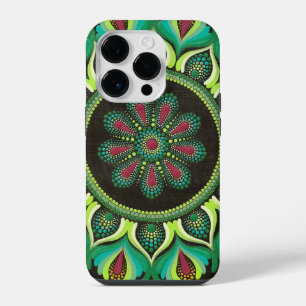 Eleganter grüner Mandala Bohemian Zen Minimalist iPhone 14 Pro Hülle