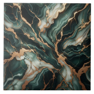 Eleganter grüner Marmor, Goldakzente, Nahtlos Fliese