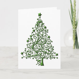 Eleganter Grüner Metallischer Weihnachtsbaum Karte