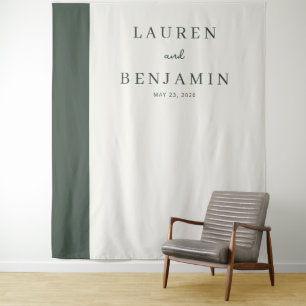 Eleganter grüner minimalistischer Streifen Wandteppich