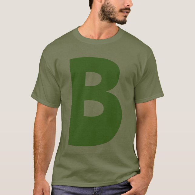 Eleganter Grüner Monogram-Initialbrief T-Shirt (Vorderseite)