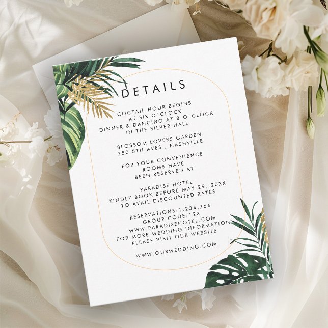 Eleganter, grüner Palm, Gold (Nachahmung) Grenze RSVP Karte (Von Creator hochgeladen)