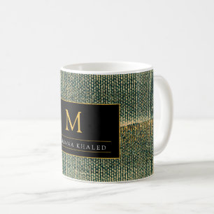 Eleganter Grüner Pinsel mit Gold und Schwarz Kaffeetasse