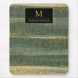 Eleganter Grüner Pinsel mit Gold und Schwarz Mousepad