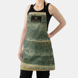 Eleganter Grüner Pinsel mit Gold und Schwarz Schürze