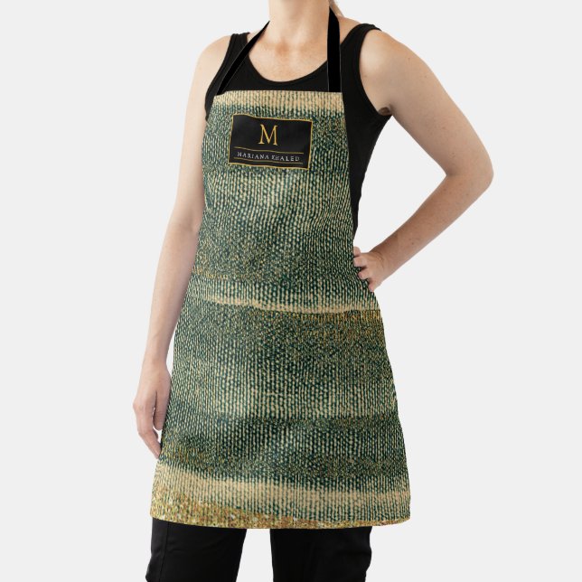 Eleganter Grüner Pinsel mit Gold und Schwarz Schürze (InSitu)