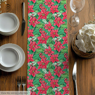 Eleganter grüner rosa preppy Weihnachtstischläufer Mittelgroßer Tischläufer