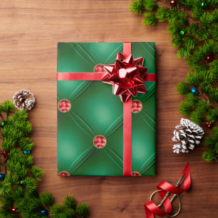 Eleganter grüner Roter Glam Bling Urlaub Geschenkpapier