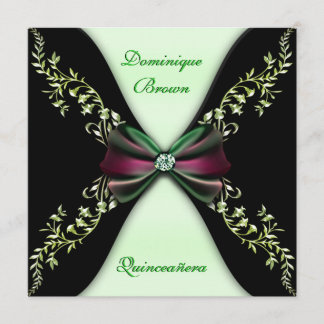 Eleganter grüner schwarzer Diamant-Bogen Einladung
