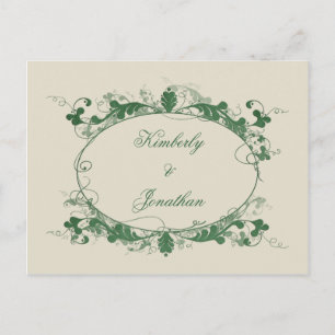 Eleganter, grüner Scroll Frame Save the Date Ankündigungspostkarte
