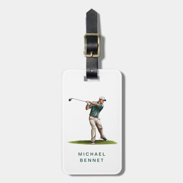 Eleganter grüner Sportgolfer Gepäckanhänger (Vorderseite vertikal)