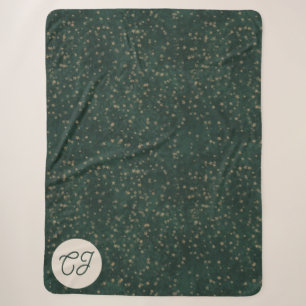 Eleganter grüner Sternenwald-Monogramm Sherpadecke