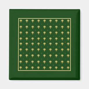 Eleganter grüner und goldener Damast Magnet