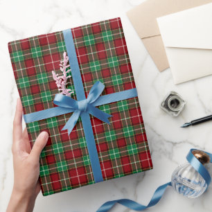 Eleganter grüner und roter Tartan-Karo-Personalisi Geschenkpapier