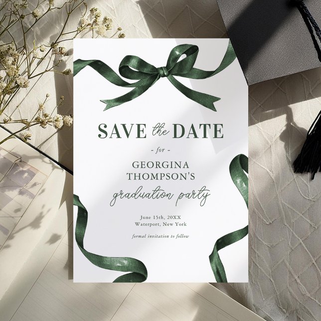 Eleganter grüner Wasserfarben-Bogen Abschluss Save The Date (Von Creator hochgeladen)