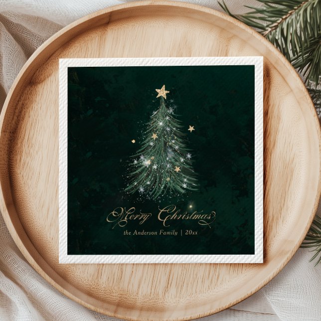 Eleganter grüner Weihnachtsbaum mit Gold Holiday Serviette (Von Creator hochgeladen)